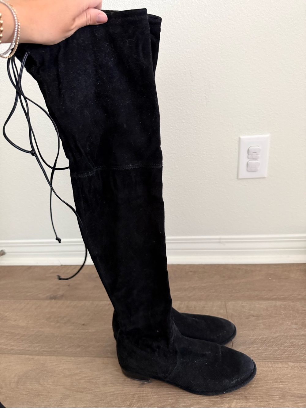 Stuart Weitzman Lowland Black Over-the-Knee Suede Boots